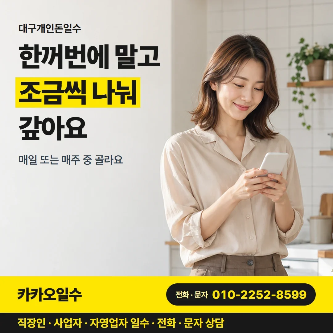대구개인돈일수 한꺼번에 말고 조금씩 나눠 갚아요